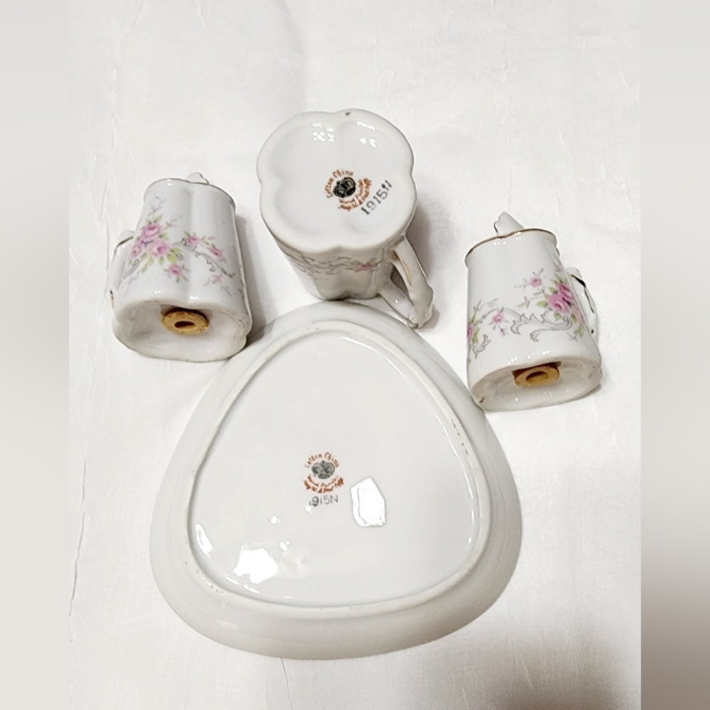 Vintage Lefton Handpainted Salt/Pepper Shaker, Toothpick Holder & Tray 1915N - Picture 8 of 11